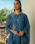Dark Blue Kurta Set With Applique