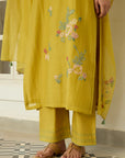 Marigold Kurta With Multicolour Floral Applique