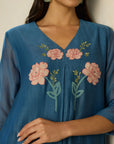 Indigo V Neck Kurta Set