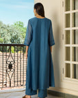Indigo V Neck Kurta Set