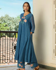Indigo V Neck Kurta Set