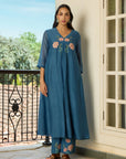 Indigo V Neck Kurta Set