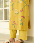 Marigold Kurta Set With Floral Vine Embroidery