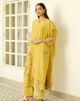 Marigold Kurta Set With Floral Vine Embroidery