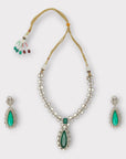 Polki & Green Beaded Necklace Set