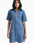Medium Blue Denim Herringbone Dress