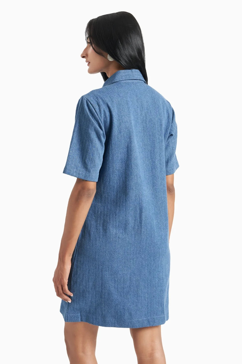 Medium Blue Denim Herringbone Dress