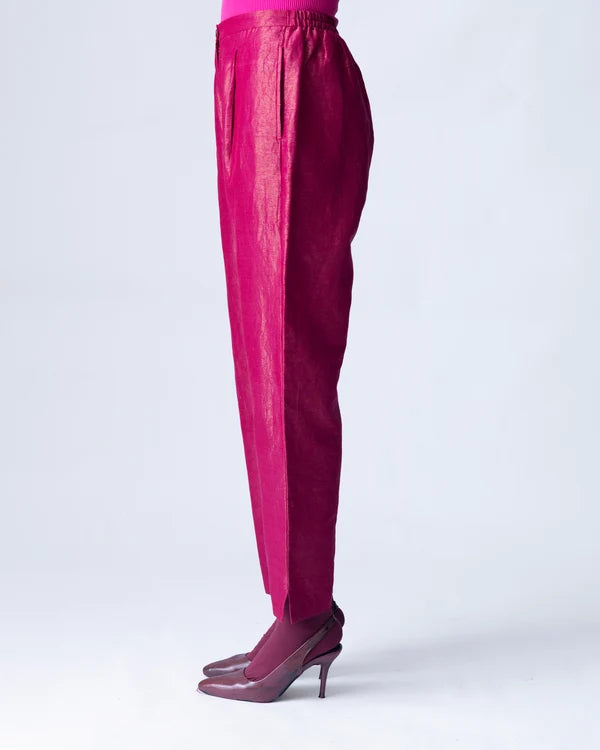 Ananyata Burnished Tissue Pants In Pink