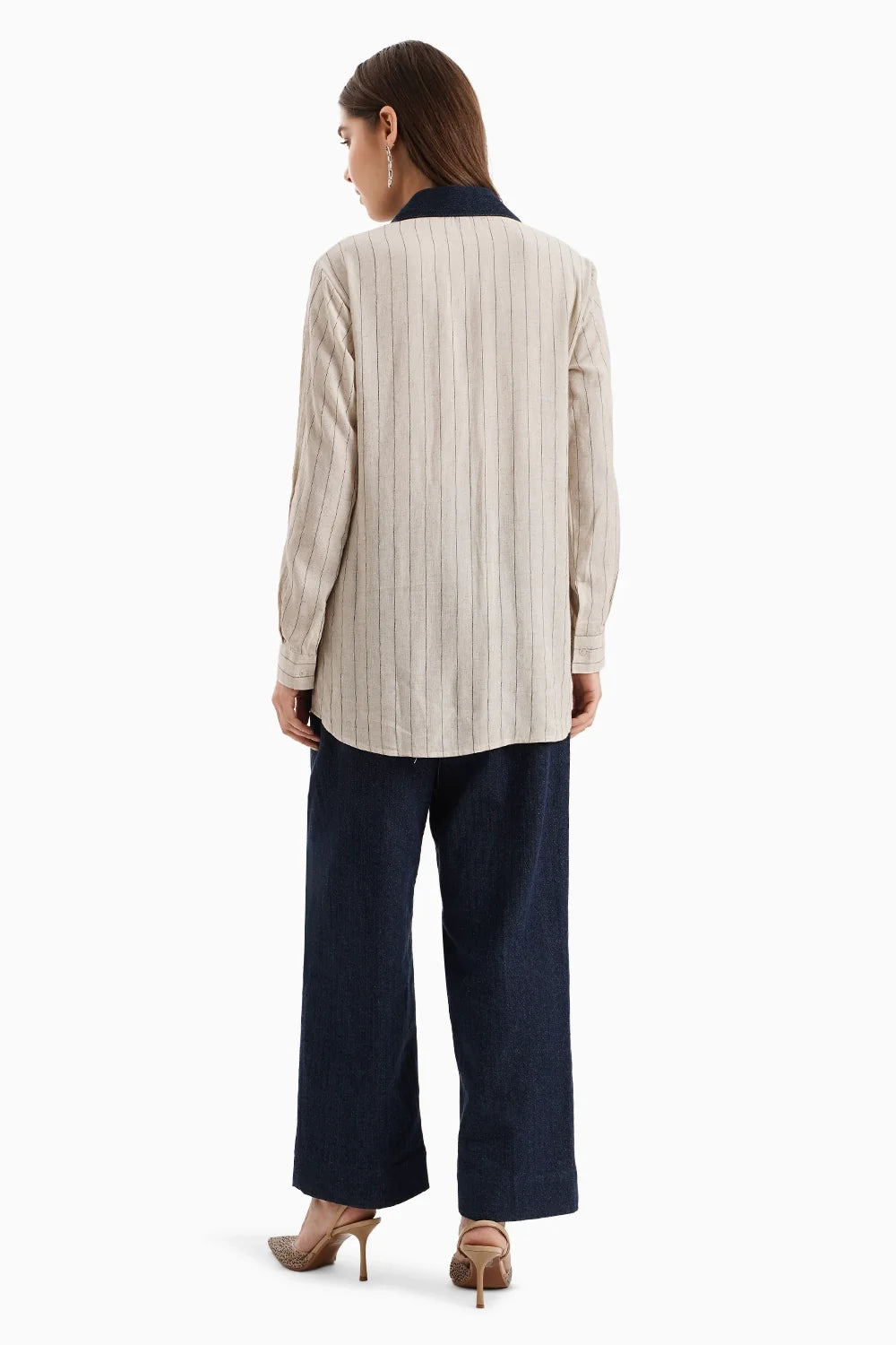 Dark Denim Herringbone Pants