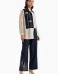 Dark Denim Herringbone Pants