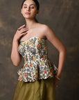 Ivory Gold Peplum Corset