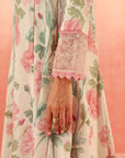 ANAYA PINK FLORAL PRINTED COTTON DOBBY KURTA SET
