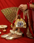 Gold Peacock Jutti and potli combo set
