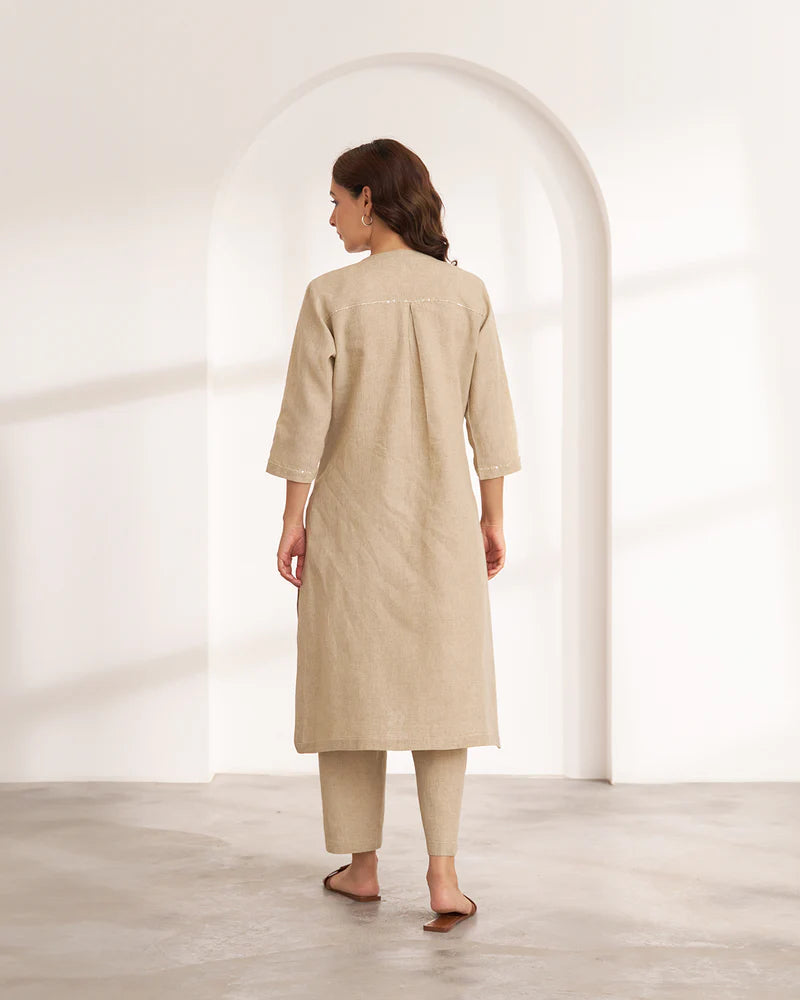 The Sand Beige Hemp Kurta &amp; Pants Set