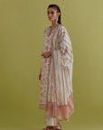 Off white cotton Chanderi hand block printed straight kurta set