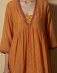 Mustard Block-Printed Kurta Set