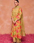 BAHARA GREEN HANDCRFATED A-LINE KURTA SET