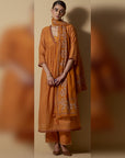 Mustard Block-Printed Kurta Set