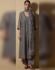 Grey Blockprinted Kurta Set