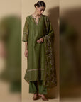 Green Block-printed Kurta Set
