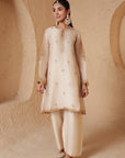 Mehrang Ivory Short Pheran Kurta Set