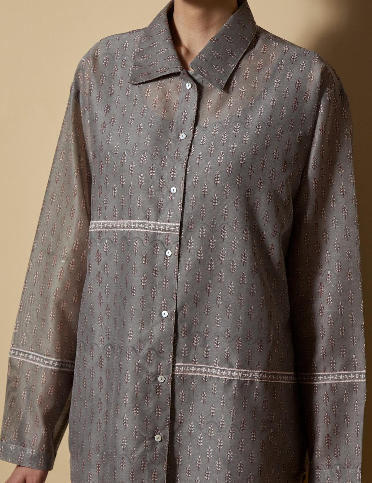 Grey Block-Printed Co-ord Set