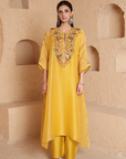 Mehrang Yellow Kaftan Kurta Set