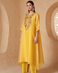 Mehrang Yellow Kaftan Kurta Set