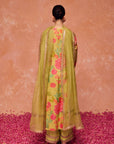 BAHARA GREEN HANDCRFATED A-LINE KURTA SET