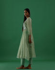 Gopika Green Mirror Work Chanderi Tissue Silk Anarkali Kurta