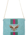 Bee Clutch Blue Zipper Pouches