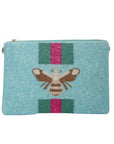 Bee Clutch Blue Zipper Pouches