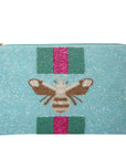 Bee Clutch Blue Zipper Pouches