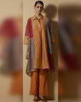Print-Blocked Kurta Set
