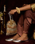 Metallic Silver (Jutti) & Sabina Silver (Potli)