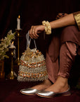 Metallic Silver (Jutti) & Sabina Silver (Potli)