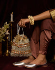 Metallic Silver (Jutti) & Sabina Silver (Potli)
