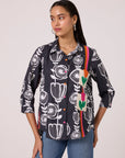 Sofie Shirt - B/W Abstract Floral