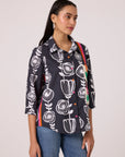 Sofie Shirt - B/W Abstract Floral