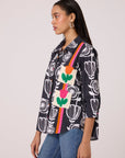 Sofie Shirt - B/W Abstract Floral