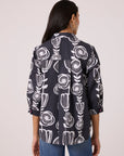 Sofie Shirt - B/W Abstract Floral