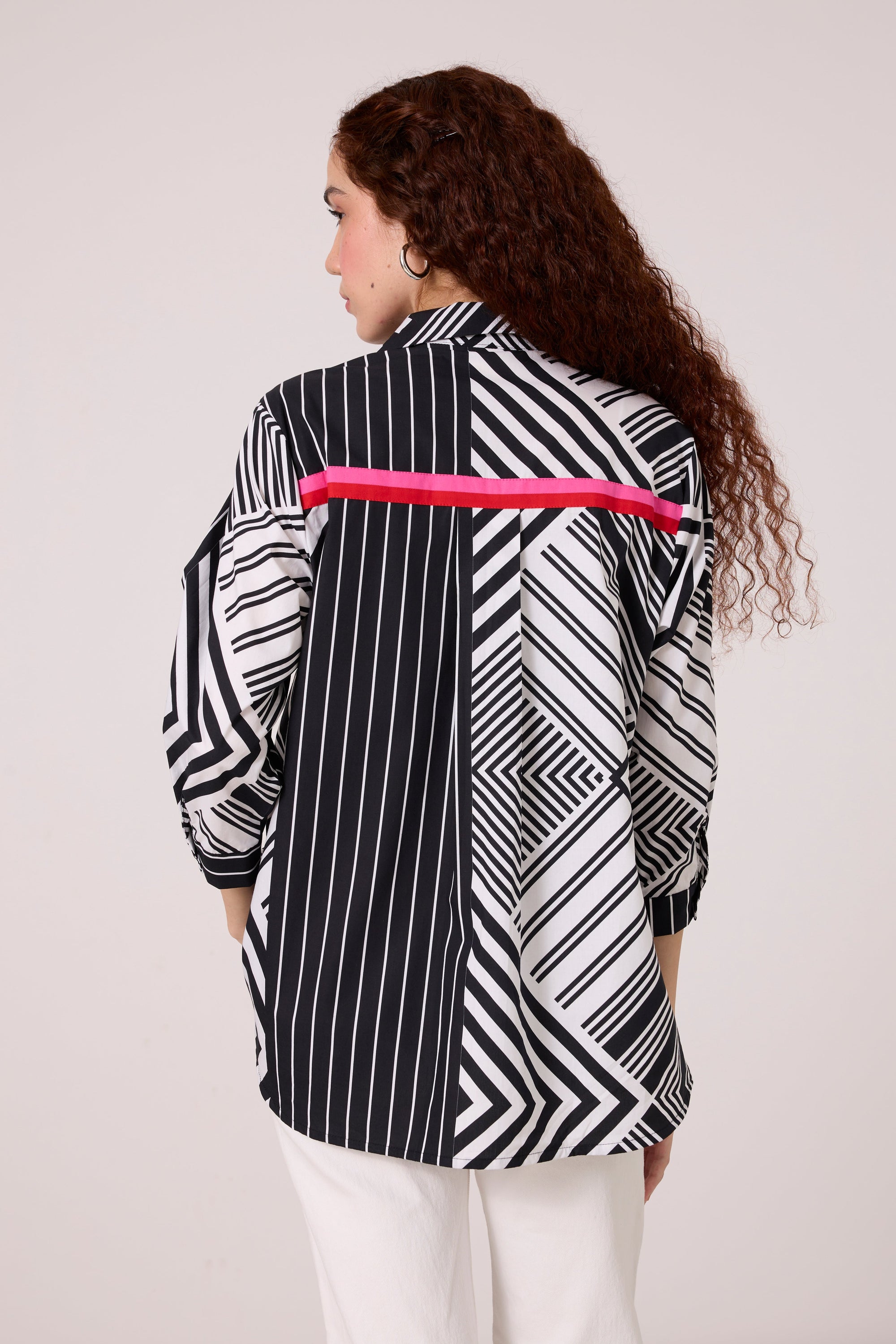 Addison Applique Shirt - Black &amp; White Stripe