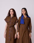 Treven  Dress - Olive Brown
