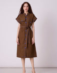 Treven  Dress - Olive Brown