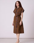 Treven  Dress - Olive Brown