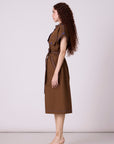 Treven  Dress - Olive Brown