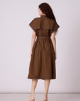 Treven  Dress - Olive Brown