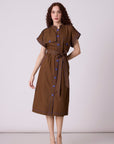 Treven  Dress - Olive Brown