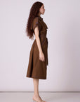 Treven  Dress - Olive Brown