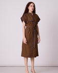 Treven  Dress - Olive Brown